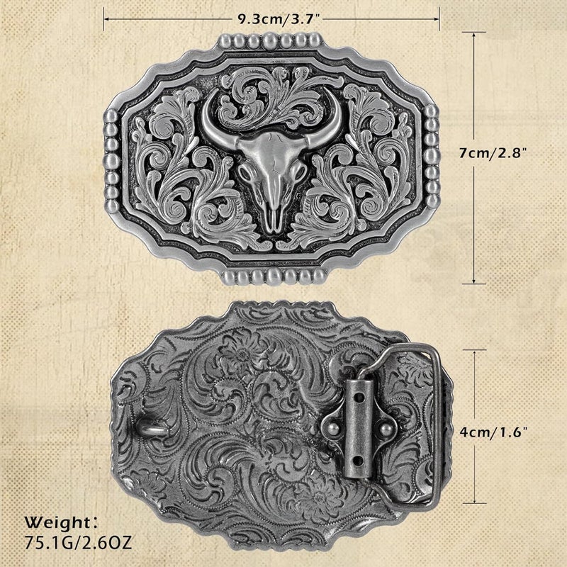 Sansths Cowboy Belt Buckle, Western Belt Buckles for Men Women Texas Bull Rodeo Cowgirl Belt Buckle - Image 5
